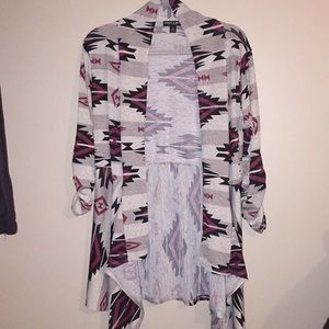 Grey Tribal Pattern Cardigan